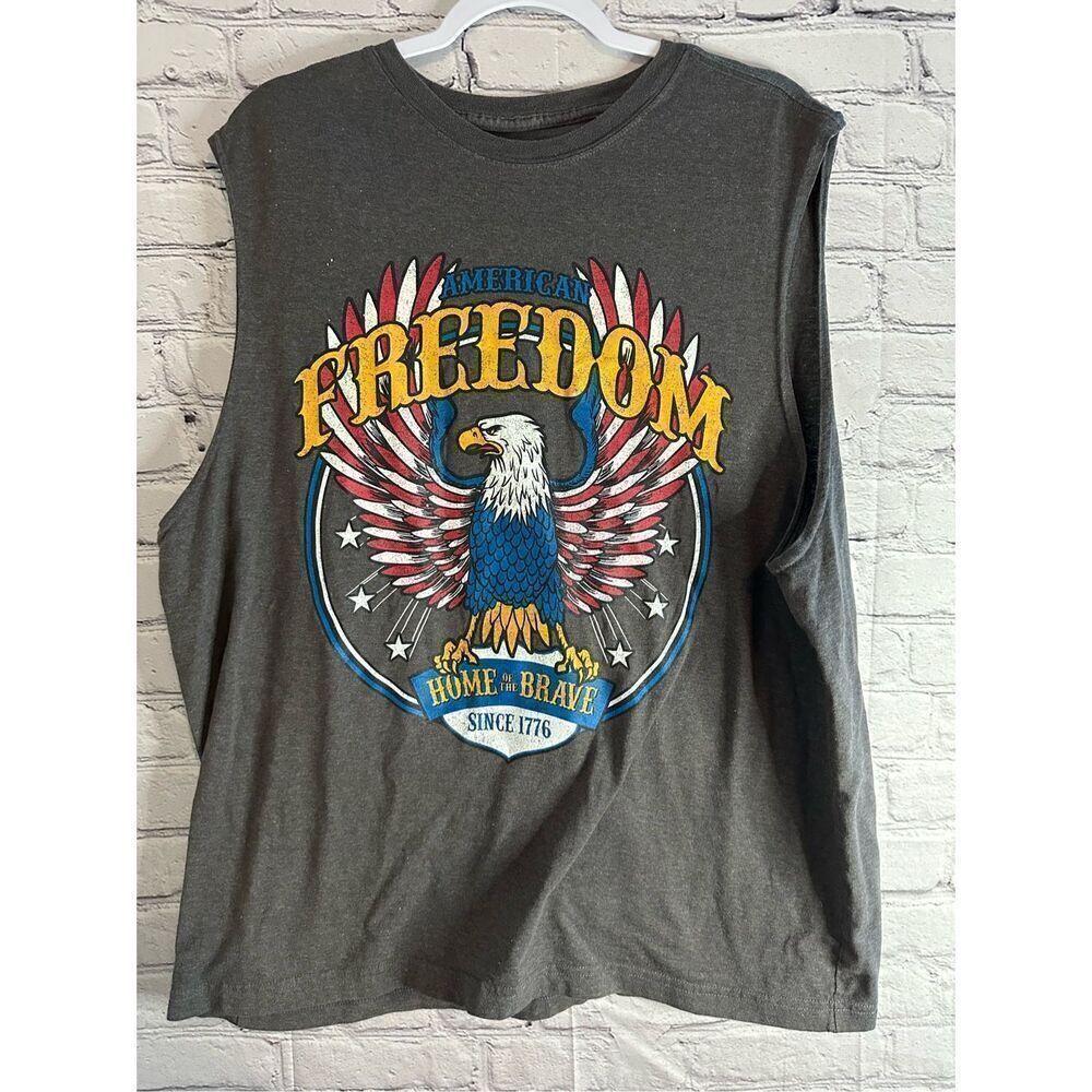 Faded Glory Men’s XL T-Shirt – Grey “American Freedom Home of the Brave”